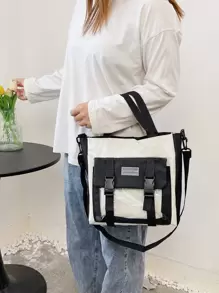 5 件字母贴片装饰功能性背包套装，带包饰书包套装，适合毕业生、少女、大一、大二、大三和大四学生，适合大学和高中，非常适合户外、旅行和返校，学生书包套装带铅笔盒，时尚女士书包带小袋 - 黑與白 - 查看 8