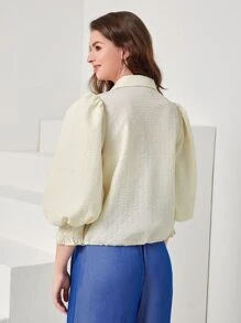 Mulvari Bishop Sleeve Zipper Jacket - Beige - View 3