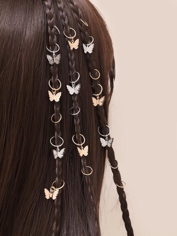 20 piezas Goma de pelo en espiral con accesorio de mariposa Moda de
