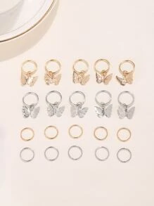 20 件蝴蝶形合金吊坠发圈，Y2k 风格，适合日常佩戴和节日，例如教师节、护士节、派对和新年装饰波西米亚风 - 彩色 - 查看 2