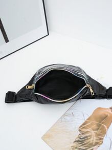 Artificial Patent Leather Waist Bag - Black - View 3