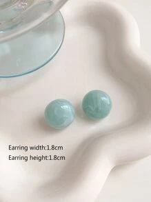 圓形耳釘 - 淺藍色 - 查看 3