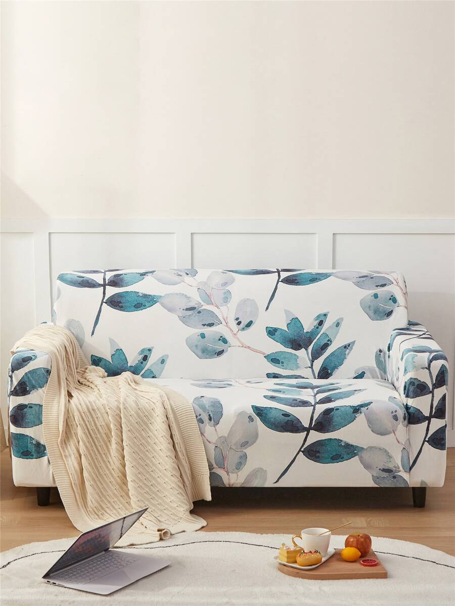 樹葉印花有彈性沙發套 - 彩色 - 查看 1