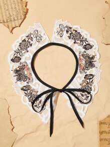 Ashley Baxter 暗黑學院風蝴蝶和花卉圖案假領子 - 白色 - 查看 4