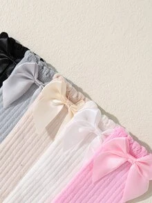 5pairs Baby Bow Decor Over The Knee Socks - Multicolor - View 3