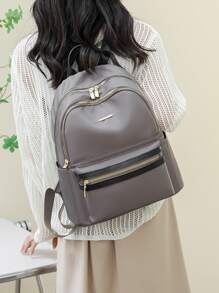 Ba lô Nữ màu trơn Có thể điều chỉnh được Thanh lịch - Màu Khaki - Xem 2