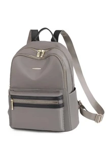 Ba lô Nữ màu trơn Có thể điều chỉnh được Thanh lịch - Màu Khaki - Xem 4