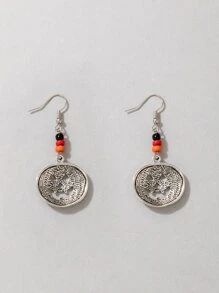 Halloween Bead Decor Pumpkin Drop Earrings - Silver - View 5