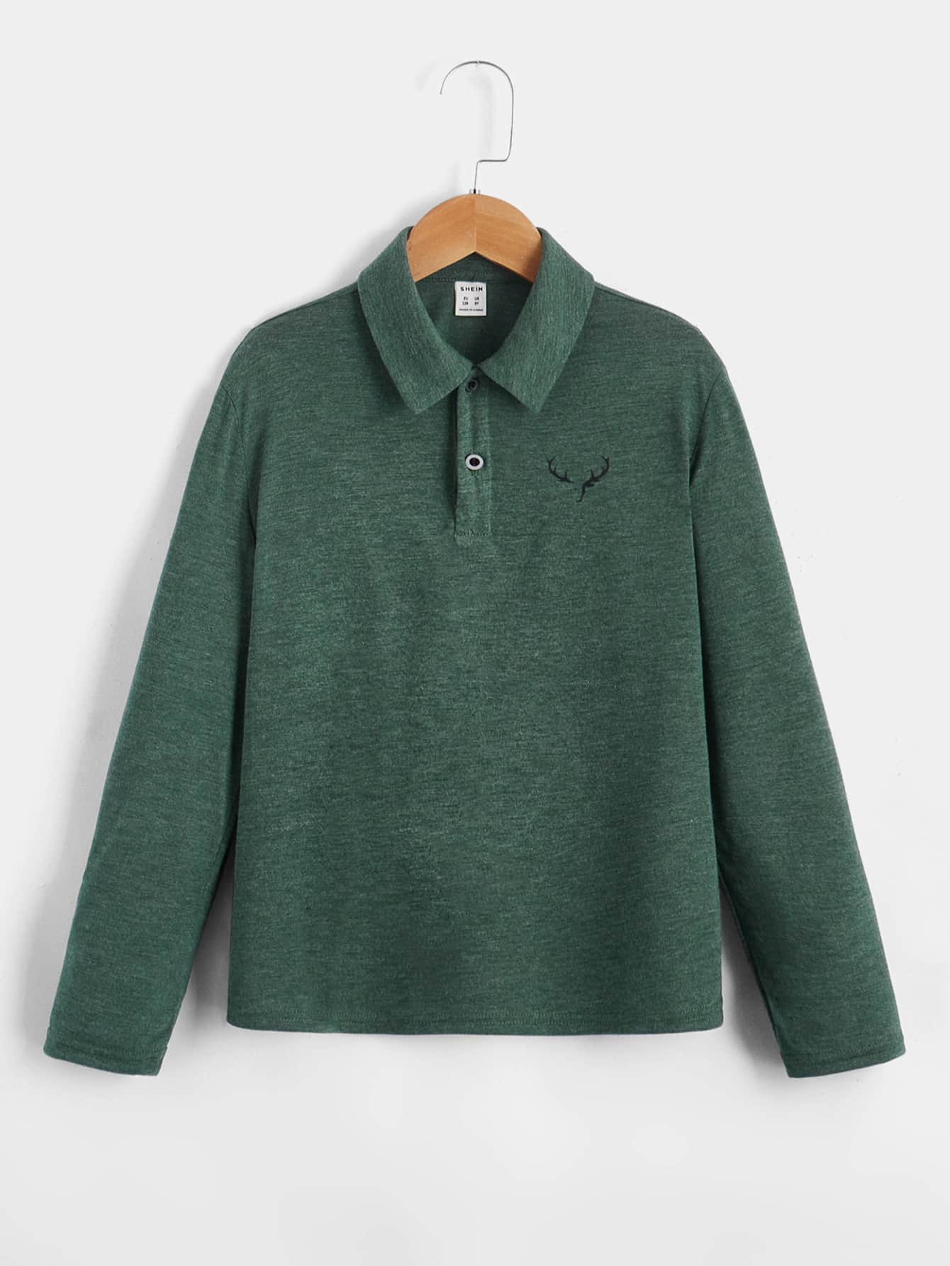 SHEIN 男孩鹿角圖案POLO衫