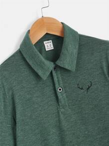 SHEIN 男孩鹿角圖案POLO衫