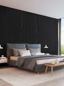 1pc Thick Black Wood Grain Decorative Self-Adhesive Wallpaper For Cabinet, Table, Chair Renovation - Black - View 6