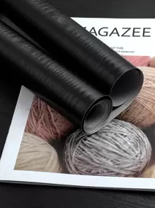 1pc Thick Black Wood Grain Decorative Self-Adhesive Wallpaper For Cabinet, Table, Chair Renovation - Black - View 9