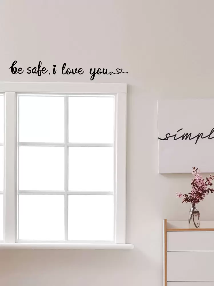 1pc Slogan Graphic Wall Sticker, Black Removable PVC Slogan Wall Decal For Home Decor, Stickers, Wall Decal, Vinyl Decal For Home Decorations, Spring Decoration Items Refresh Your Home, Rama Decoration Stickers Gifts Birthday Graduation - Black - View 3