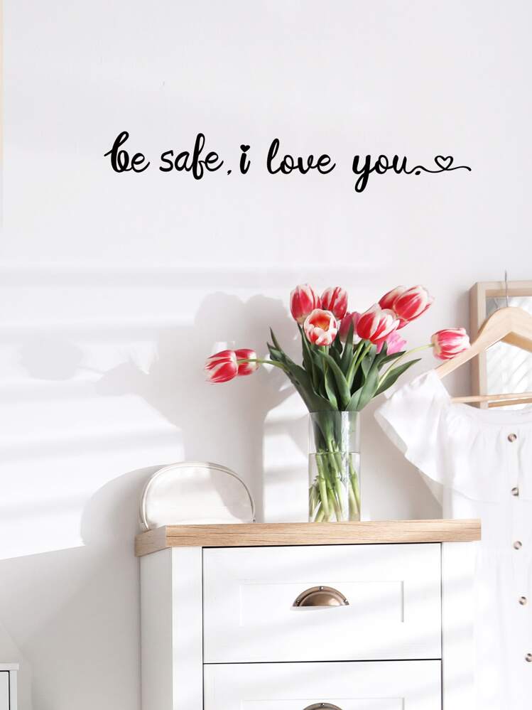 1pc Slogan Graphic Wall Sticker, Black Removable PVC Slogan Wall Decal For Home Decor, Stickers, Wall Decal, Vinyl Decal For Home Decorations, Spring Decoration Items Refresh Your Home, Rama Decoration Stickers Gifts Birthday Graduation - Black - View 4