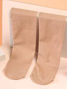 Solid Stretchy Over The Calf Socks, Cozy - Khaki - View 4