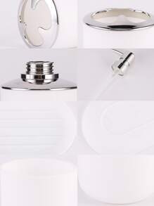 4件/8件白色浴室套装乳液瓶+牙刷架+漱口杯+皂盒塑料浴室装饰和配件（扁平淋浴喷头）返校 - 白色 - 查看 12