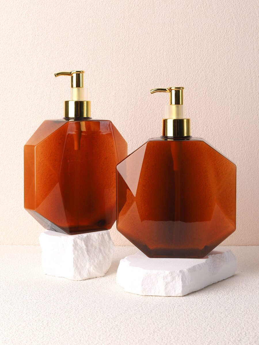 2 chai nhựa rỗng đựng dầu gội, sữa tắm, xà phòng lỏng, 2 gói 20oz/600ml, chai bơm tay đựng dầu gội, sữa tắm di động - màu nâu - Xem 1