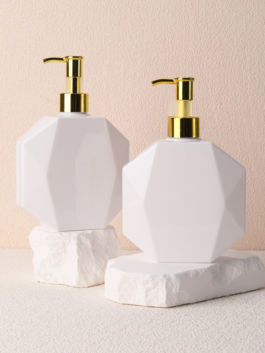 2pcs Plastic Bottles With Pump, 10oz/300ml, Leak-Proof, Empty, Refillable, Suitable For Body Wash, Lotion, Cream, Hand Soap, Body Oil, Dish Soap, Gold Pump Caps, 2-Pack - White - White - View 1