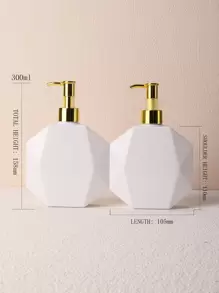2pcs Plastic Bottles With Pump, 10oz/300ml, Leak-Proof, Empty, Refillable, Suitable For Body Wash, Lotion, Cream, Hand Soap, Body Oil, Dish Soap, Gold Pump Caps, 2-Pack - White - White - View 3