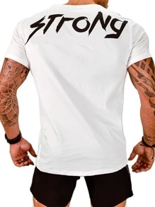 Manfinity Fitness Áo thun thể thao họa tiết chữ Boyfriend Style dành cho nam - trắng - Xem 1