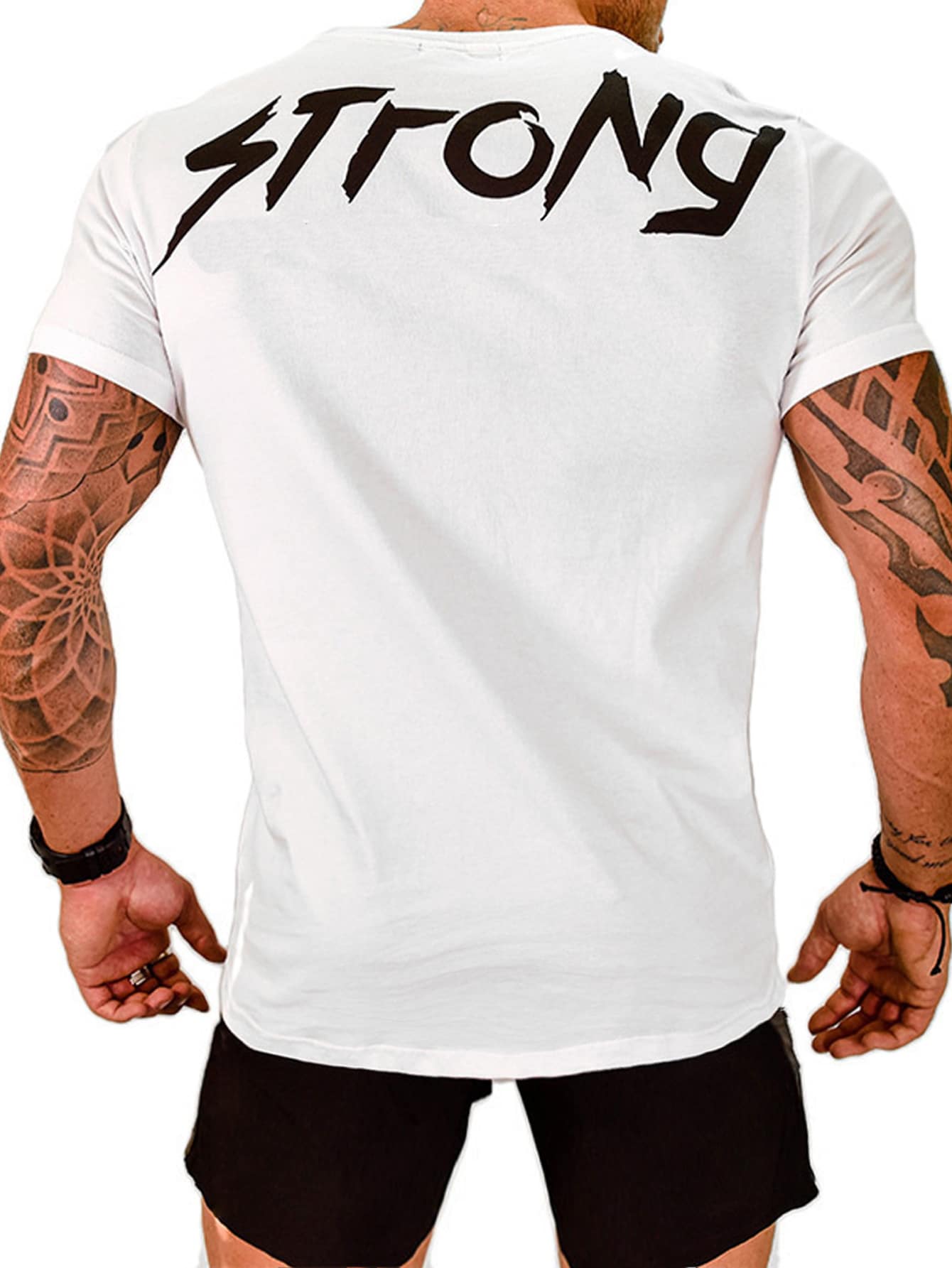 Manfinity Fitness Áo thun thể thao họa tiết chữ Boyfriend Style dành cho nam - trắng - Xem 1