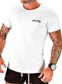 Manfinity Fitness Áo thun thể thao họa tiết chữ Boyfriend Style dành cho nam - trắng - Xem 2