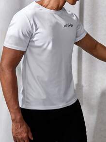 Manfinity Fitness Áo thun thể thao họa tiết chữ Boyfriend Style dành cho nam - trắng - Xem 4