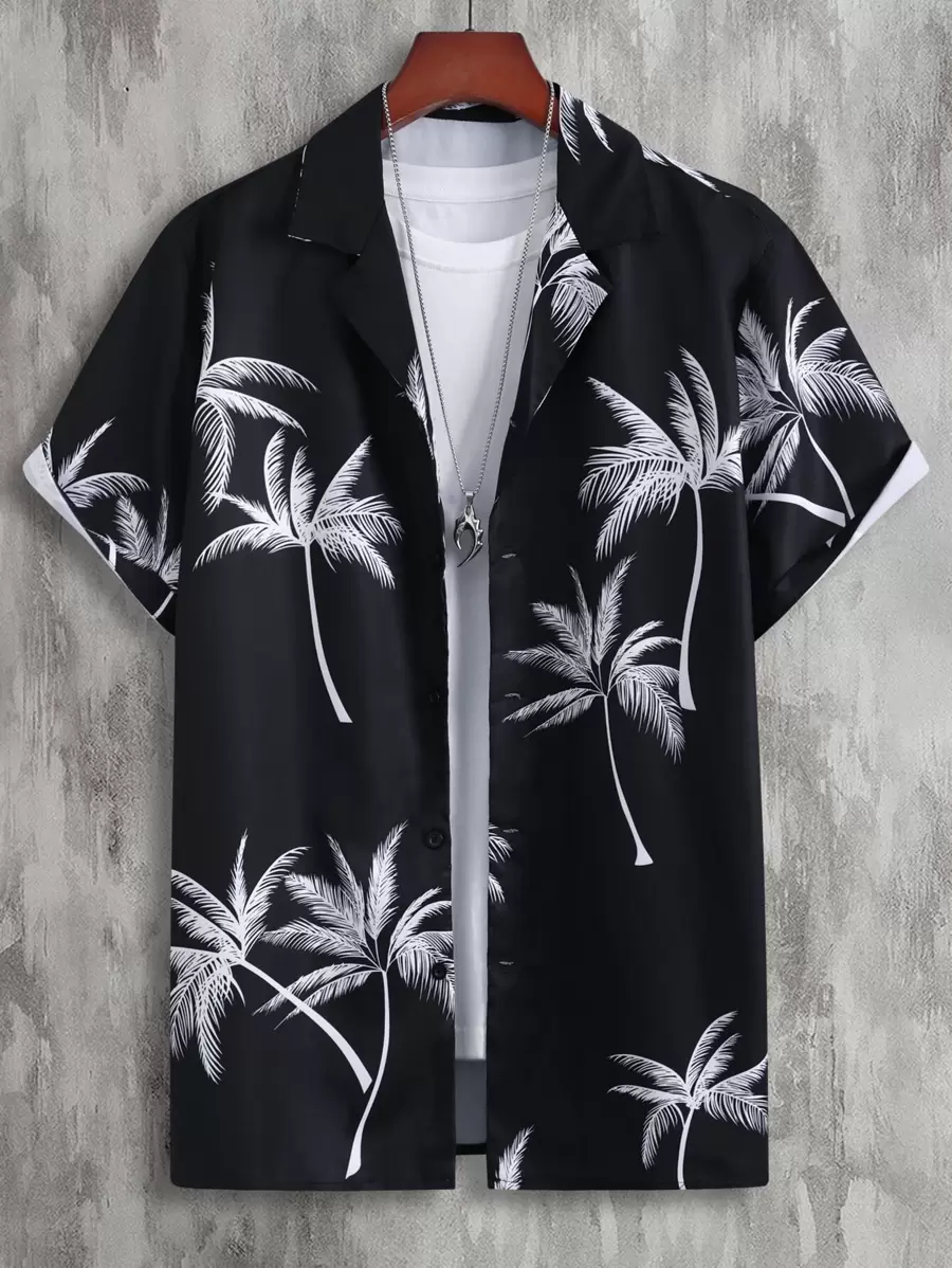 Manfinity RSRT Men Random Tropical Print Shirt Without Tee - Black - View 1