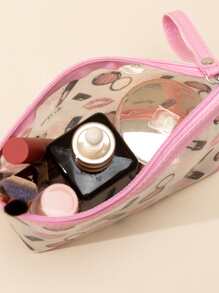 唇形印花化妆包，旅行便携式洗漱化妆品收纳包，化妆袋，旅行必备 - 彩色 - 查看 2