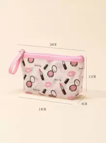 唇形印花化妆包，旅行便携式洗漱化妆品收纳包，化妆袋，旅行必备 - 彩色 - 查看 3