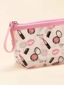 唇形印花化妆包，旅行便携式洗漱化妆品收纳包，化妆袋，旅行必备 - 彩色 - 查看 4
