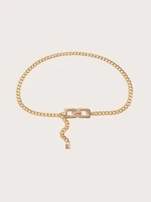 幾何裝飾鏈條腰帶 - 金色 - 查看 2