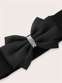 1 件女士加大码蝴蝶结扣腰带，休闲时尚连衣裙配饰，夏季、秋季、万圣节 - 黑色 - 查看 3