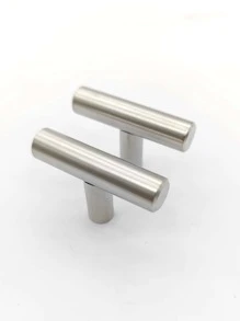 Tay nắm tủ một lỗ bằng thép không gỉ hình chữ T, Núm ngăn kéo tủ quần áo - Bạc - Xem 1