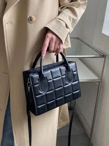 Túi vuông có tay cầm đôi chần bông không thấm nước, nhẹ, dành cho doanh nhân dành cho nữ tuổi teen Sinh viên đại học, tân binh và nhân viên văn phòng Hoàn hảo cho văn phòng, đại học, công việc, kinh doanh, đi làm - màu đen - Xem 1