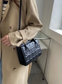 Túi vuông có tay cầm đôi chần bông không thấm nước, nhẹ, dành cho doanh nhân dành cho nữ tuổi teen Sinh viên đại học, tân binh và nhân viên văn phòng Hoàn hảo cho văn phòng, đại học, công việc, kinh doanh, đi làm - màu đen - Xem 2