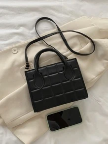 Túi vuông có tay cầm đôi chần bông không thấm nước, nhẹ, dành cho doanh nhân dành cho nữ tuổi teen Sinh viên đại học, tân binh và nhân viên văn phòng Hoàn hảo cho văn phòng, đại học, công việc, kinh doanh, đi làm - màu đen - Xem 4