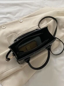 Túi vuông có tay cầm đôi chần bông không thấm nước, nhẹ, dành cho doanh nhân dành cho nữ tuổi teen Sinh viên đại học, tân binh và nhân viên văn phòng Hoàn hảo cho văn phòng, đại học, công việc, kinh doanh, đi làm - màu đen - Xem 5