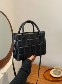 Túi vuông có tay cầm đôi chần bông không thấm nước, nhẹ, dành cho doanh nhân dành cho nữ tuổi teen Sinh viên đại học, tân binh và nhân viên văn phòng Hoàn hảo cho văn phòng, đại học, công việc, kinh doanh, đi làm - màu đen - Xem 6