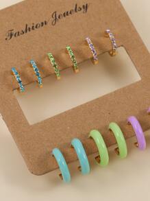 أقراط طوق مبسط 6أزواج/طقم