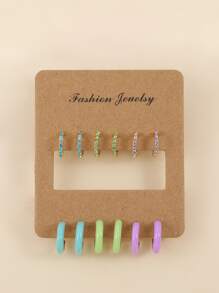 أقراط طوق مبسط 6أزواج/طقم