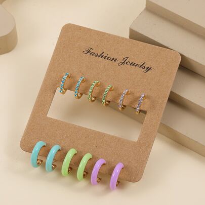 6對/套極簡圓耳環