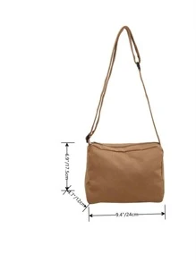 Bolsa cuadrada minimalista de lona - Marrón - Ver 3