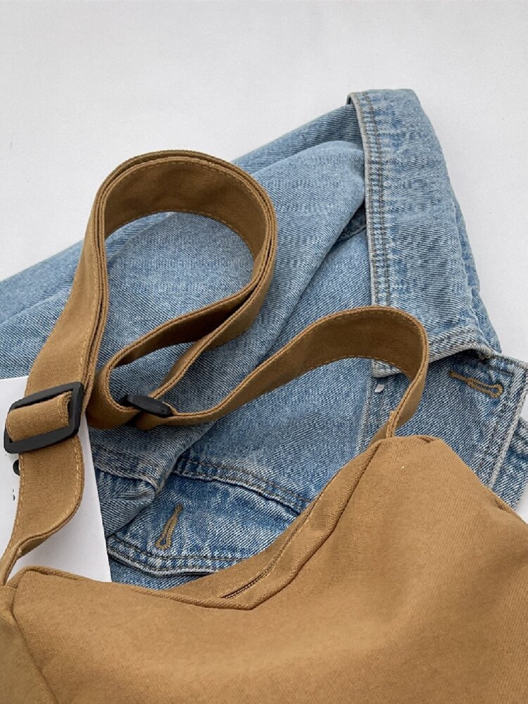 Bolsa cuadrada minimalista de lona - Marrón - Añade 4