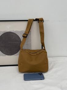 Bolsa cuadrada minimalista de lona - Marrón - Ver 7