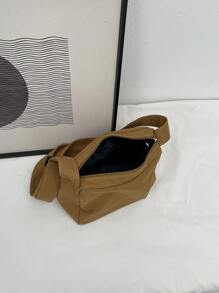 Bolsa cuadrada minimalista de lona - Marrón - Ver 8