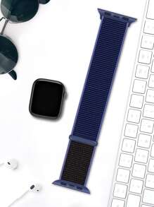 尼龙运动表带，兼容38/40/41/42/44/45/46/49mm表径，午夜蓝可调节透气编织表带，男女通用，兼容Ultra系列11/10/9/8/7/6/5/4/3/2/1 SE，适合作为返校礼物 - 藏蓝色 - 查看 2