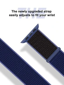 尼龙运动表带，兼容38/40/41/42/44/45/46/49mm表径，午夜蓝可调节透气编织表带，男女通用，兼容Ultra系列11/10/9/8/7/6/5/4/3/2/1 SE，适合作为返校礼物 - 藏蓝色 - 查看 3