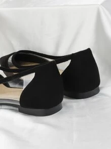 Women's Pointed Toe Flat Transparent Casual College Style Loafers, Comfortable Slip-On Mary Jane Flat Shoes - Black - View 2