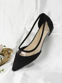 Women's Pointed Toe Flat Transparent Casual College Style Loafers, Comfortable Slip-On Mary Jane Flat Shoes - Black - View 4